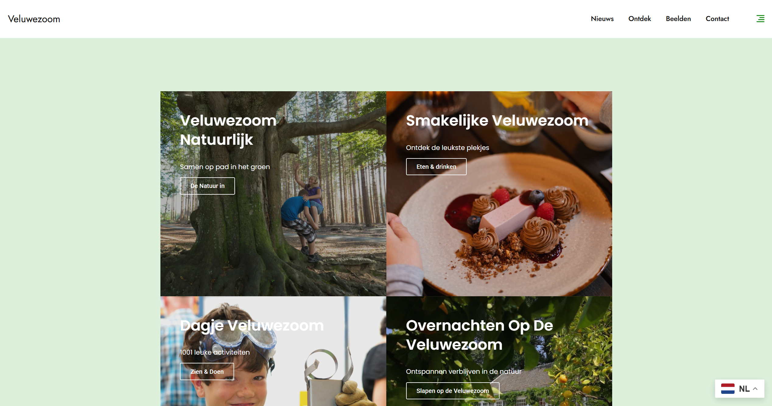 Screenshot van de website van Beleef de Veluwezoom