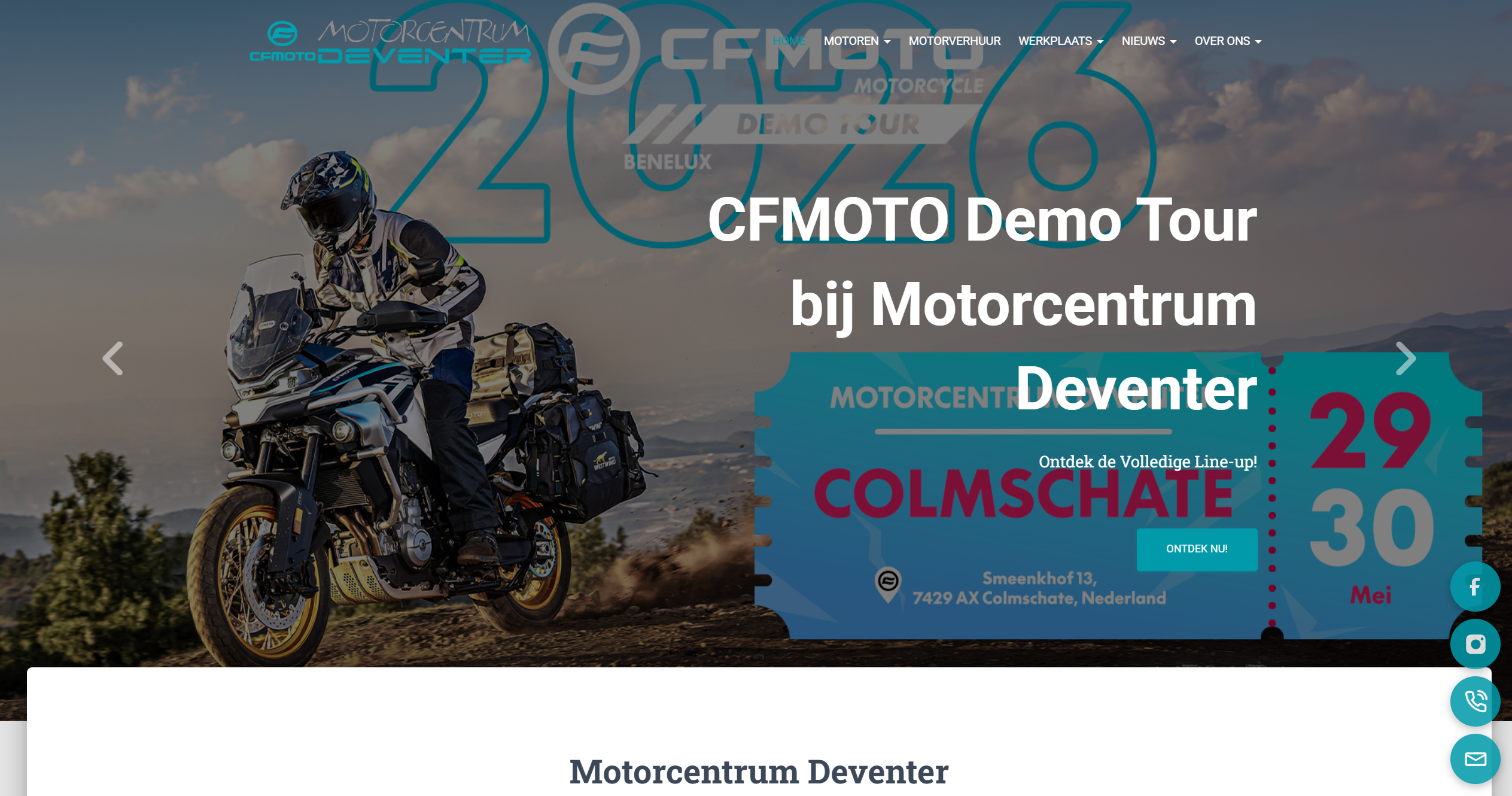 Screenshot van de website van Motorcentrum Deventer