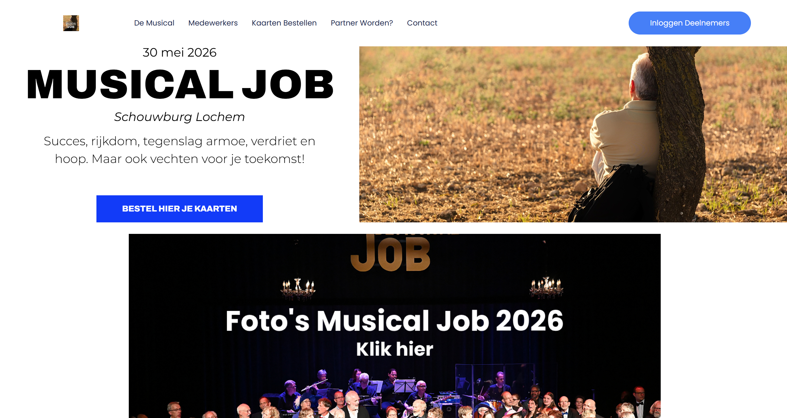 Screenshot van de website van Musical Job